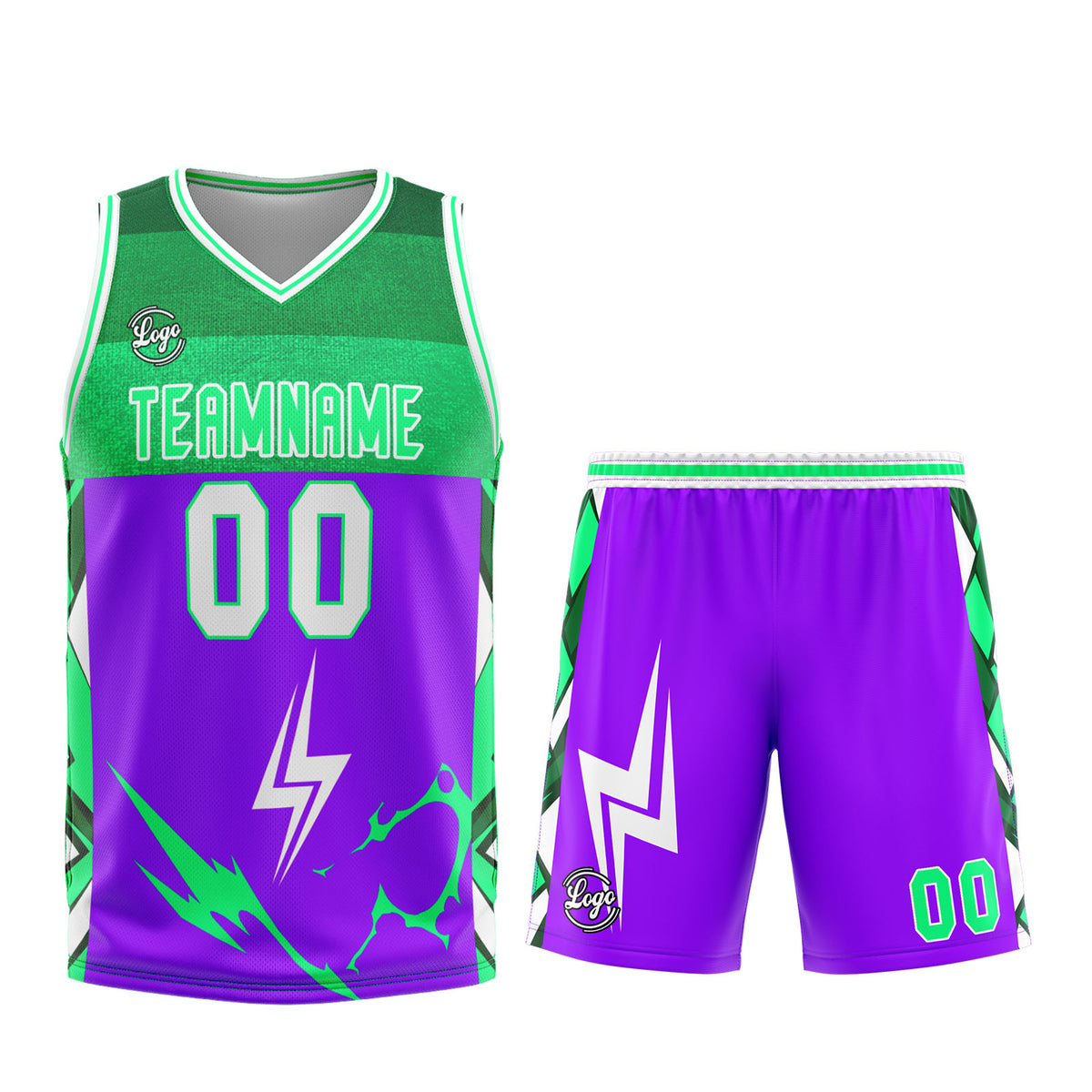 Custom Purple Green Basketball Jersey Uniform Suit Printed Your Logo Name Number