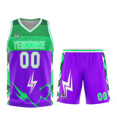 Custom Purple Green Basketball Jersey Uniform Suit Printed Your Logo Name Number