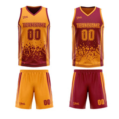Custom Burgundy Orange Reversible Basketball Suit for Adults and Kids Personalized Jersey