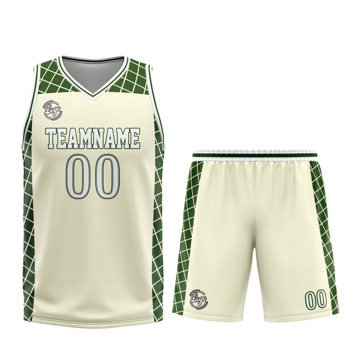 Custom Cream Green Basketball Jersey Uniform Suit Printed Your Logo Name Number