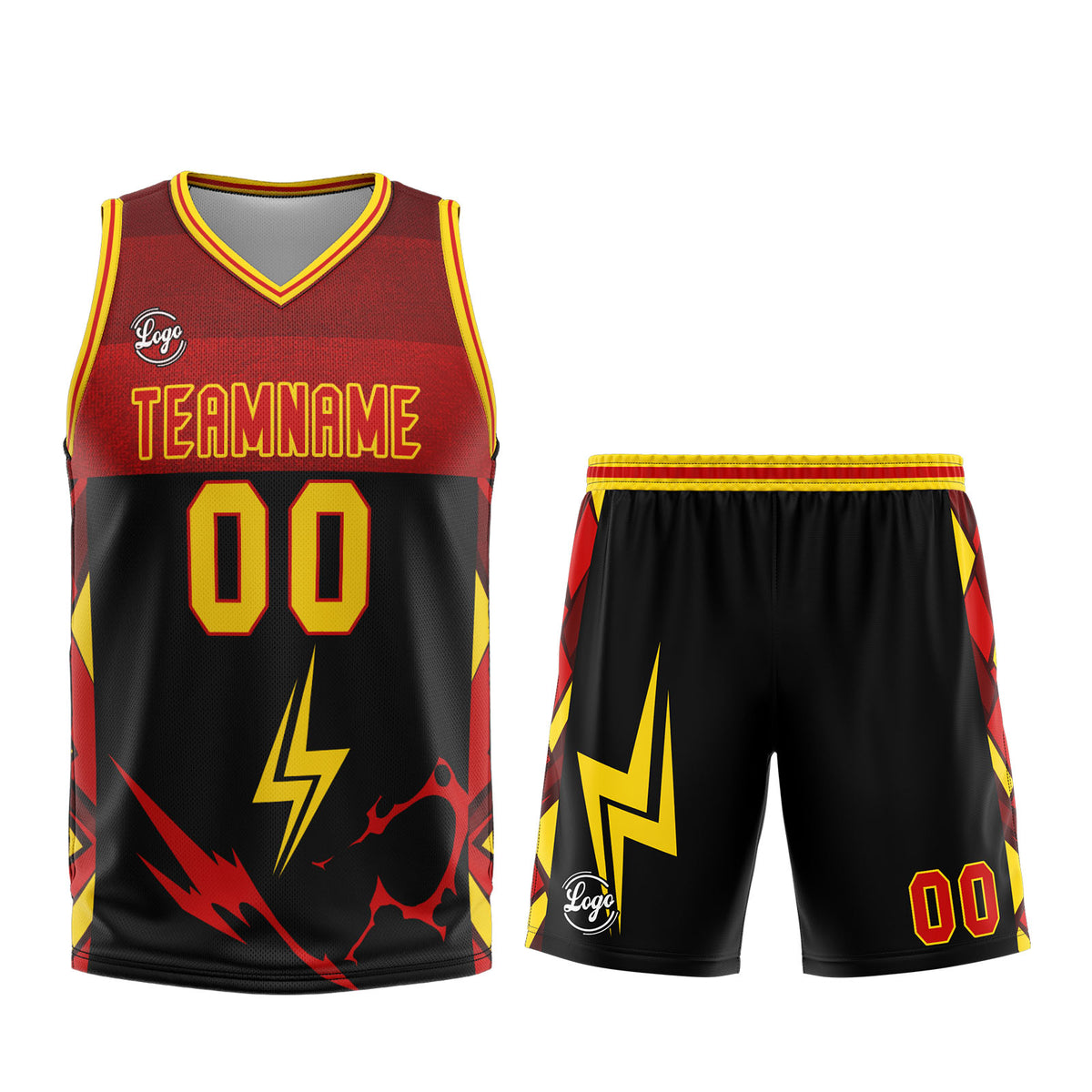 Custom Black Red Yellow Basketball Jersey Uniform Suit Printed Your Logo Name Number