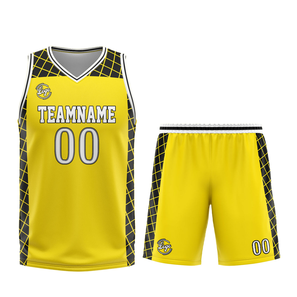 Custom Yellow Black Basketball Jersey Uniform Suit Printed Your Logo Name Number