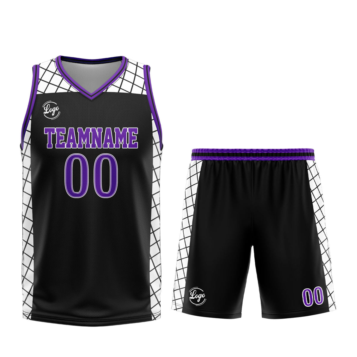 Custom Black Purple Basketball Jersey Uniform Suit Printed Your Logo Name Number