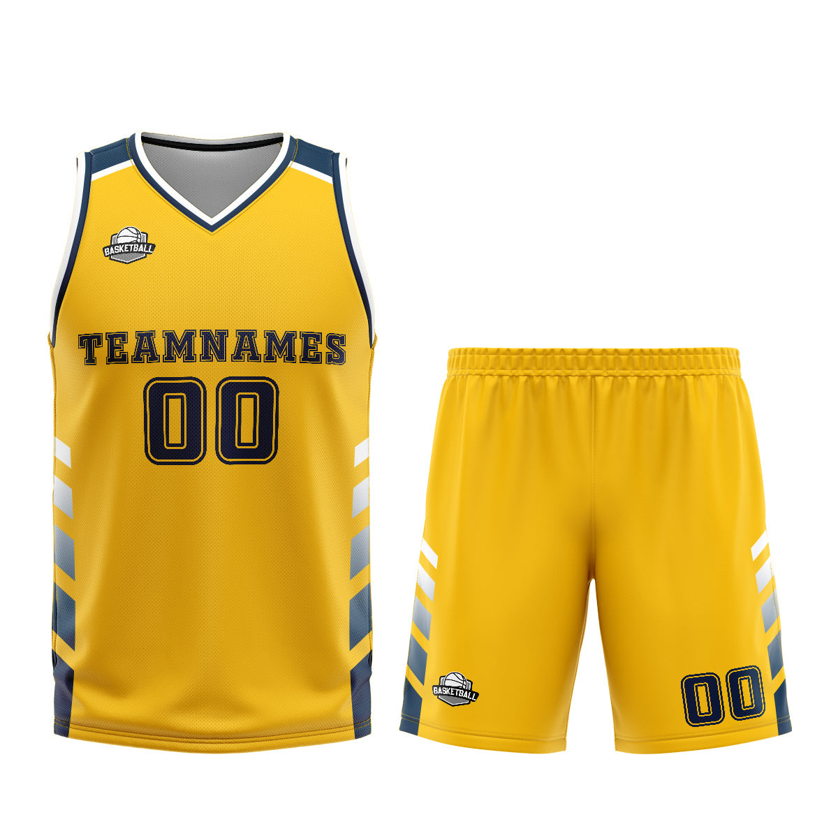 Custom Yellow Blue Basketball Jersey Uniform Suit Printed Your Logo Name Number