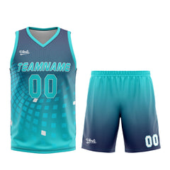Custom Navy Cyan Basketball Jersey Uniform Suit Printed Your Logo Name Number
