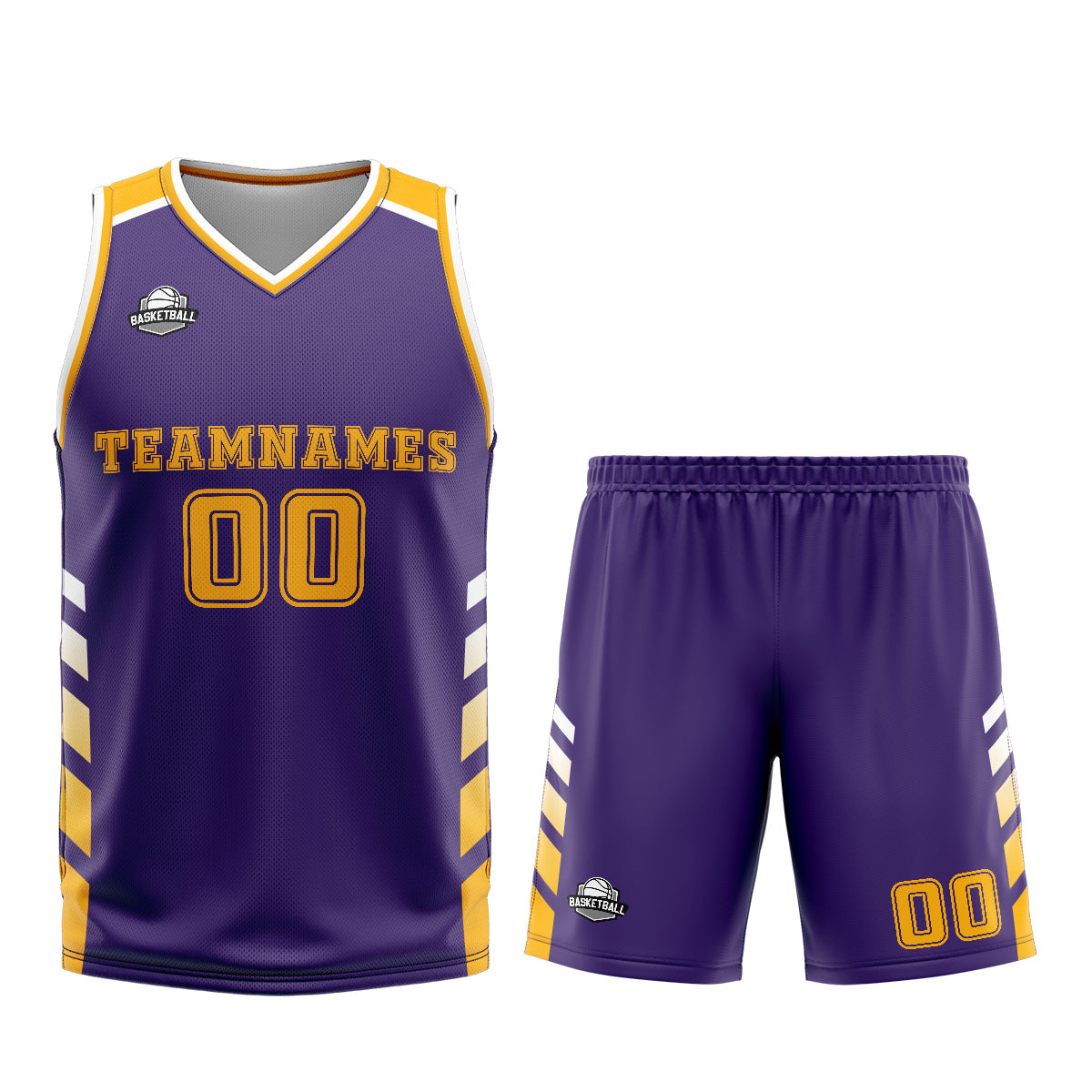 Custom Purple Yellow Basketball Jersey Uniform Suit Printed Your Logo Name Number
