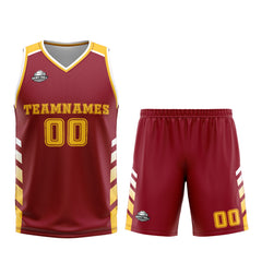 Custom Red Yellow Basketball Jersey Uniform Suit Printed Your Logo Name Number