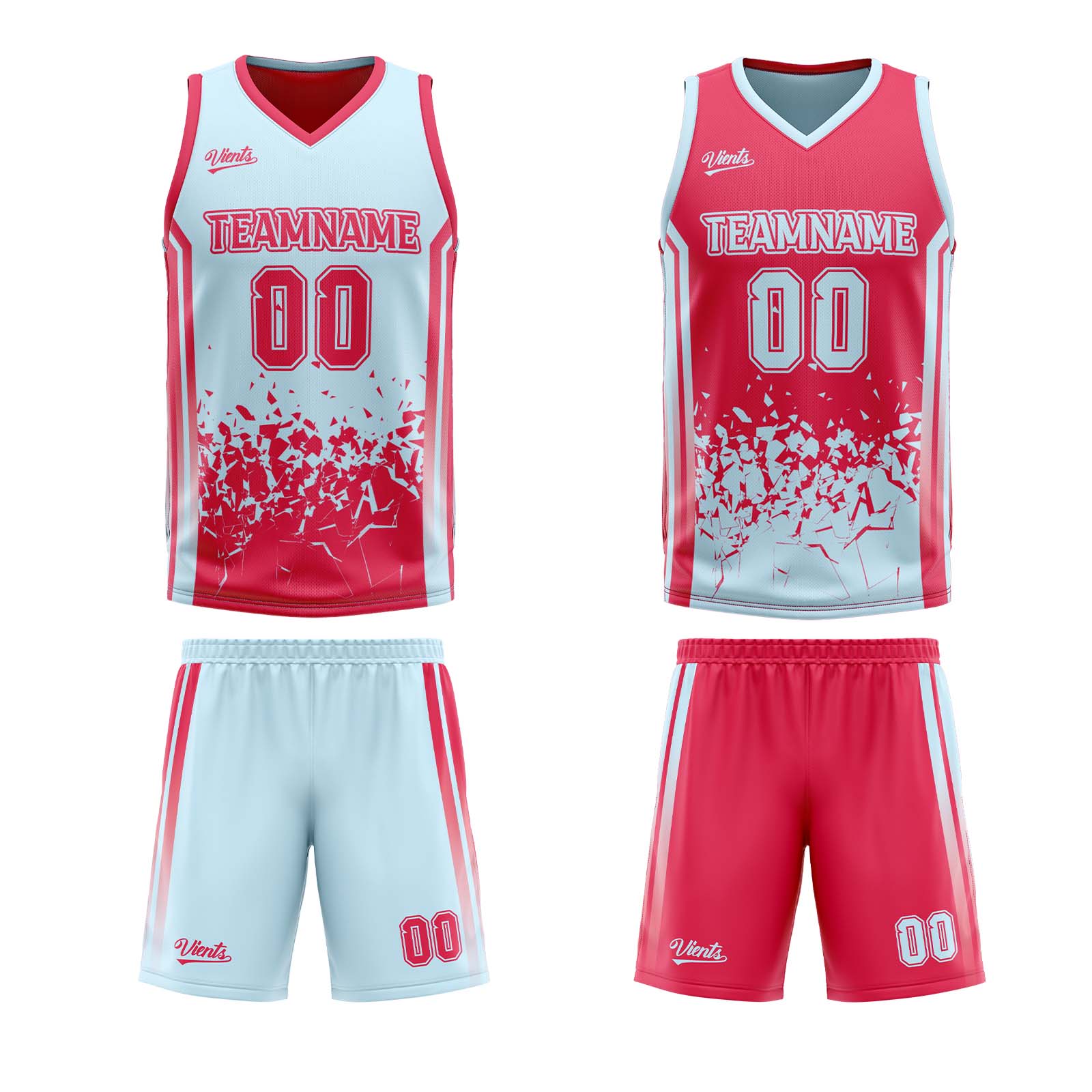 Custom Red Light Red Reversible Basketball Suit for Adults and Kids Personalized Jersey