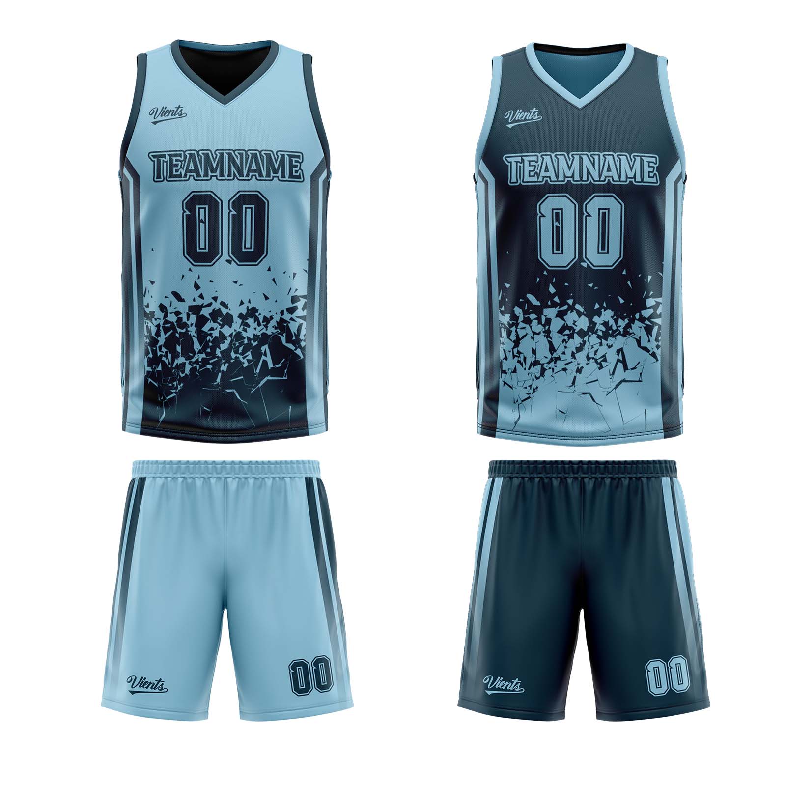 Custom Navy Blue Reversible Basketball Suit for Adults and Kids Personalized Jersey