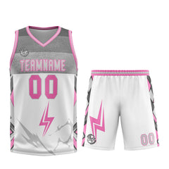 Custom White Grey Pink Basketball Jersey Uniform Suit Printed Your Logo Name Number