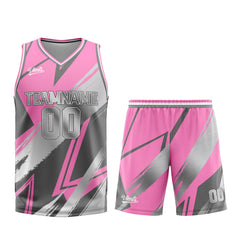 Custom Pink Grey Basketball Jersey Uniform Suit Printed Your Logo Name Number