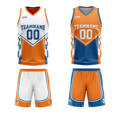 Custom Orange Blue Reversible Basketball Suit for Adults and Kids Personalized Jersey