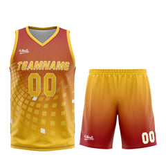 Custom Red Yellow Basketball Jersey Uniform Suit Printed Your Logo Name Number
