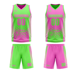 Custom Green Pink Reversible Basketball Suit for Adults and Kids Personalized Jersey