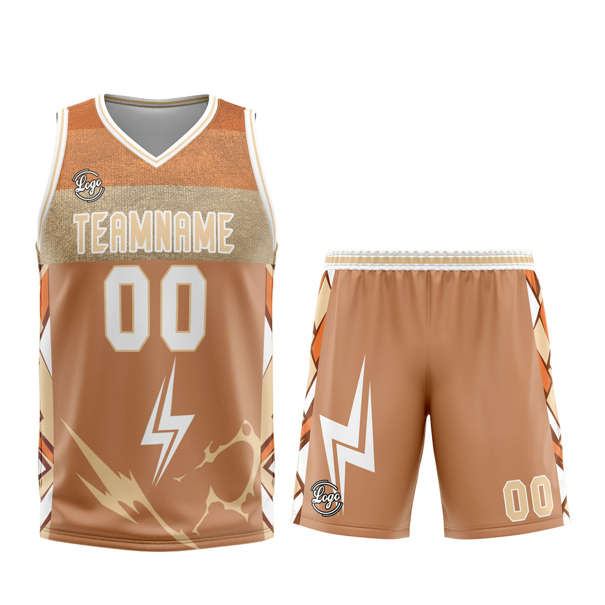 Custom Brown White Basketball Jersey Uniform Suit Printed Your Logo Name Number