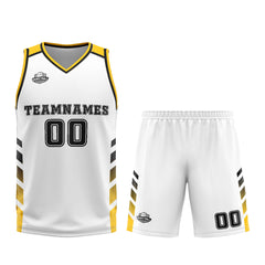 Custom White Yellow Basketball Jersey Uniform Suit Printed Your Logo Name Number