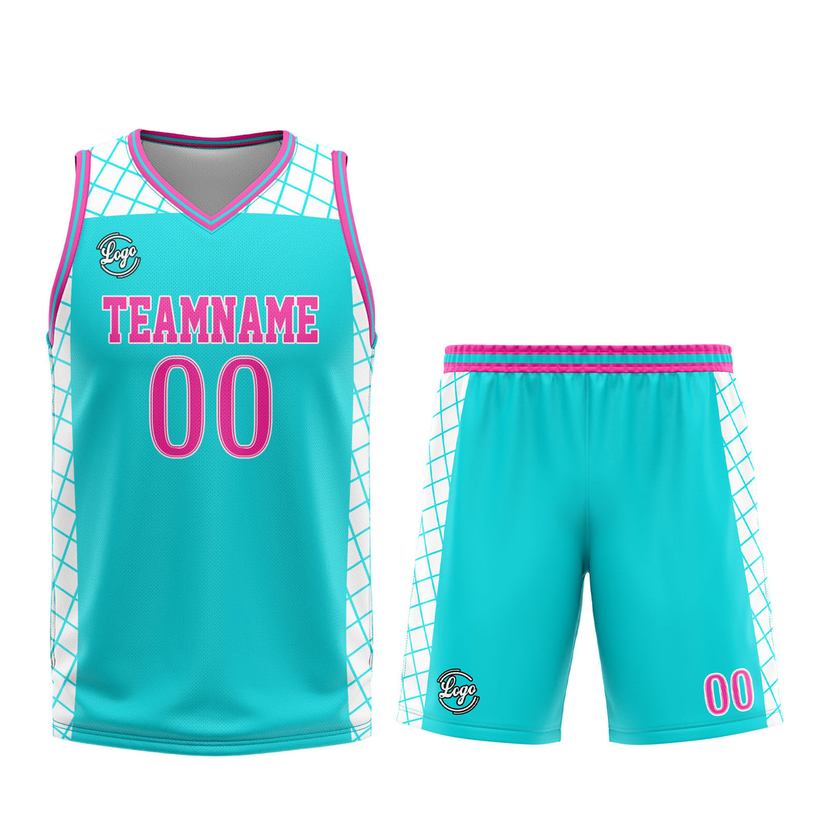 Custom Cyan Pink Basketball Jersey Uniform Suit Printed Your Logo Name Number