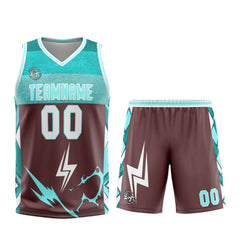 Custom Brown Cyan Basketball Jersey Uniform Suit Printed Your Logo Name Number