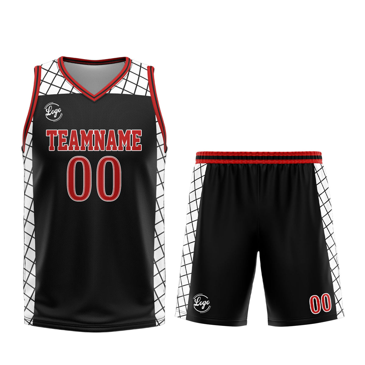 Custom Black Red Basketball Jersey Uniform Suit Printed Your Logo Name Number
