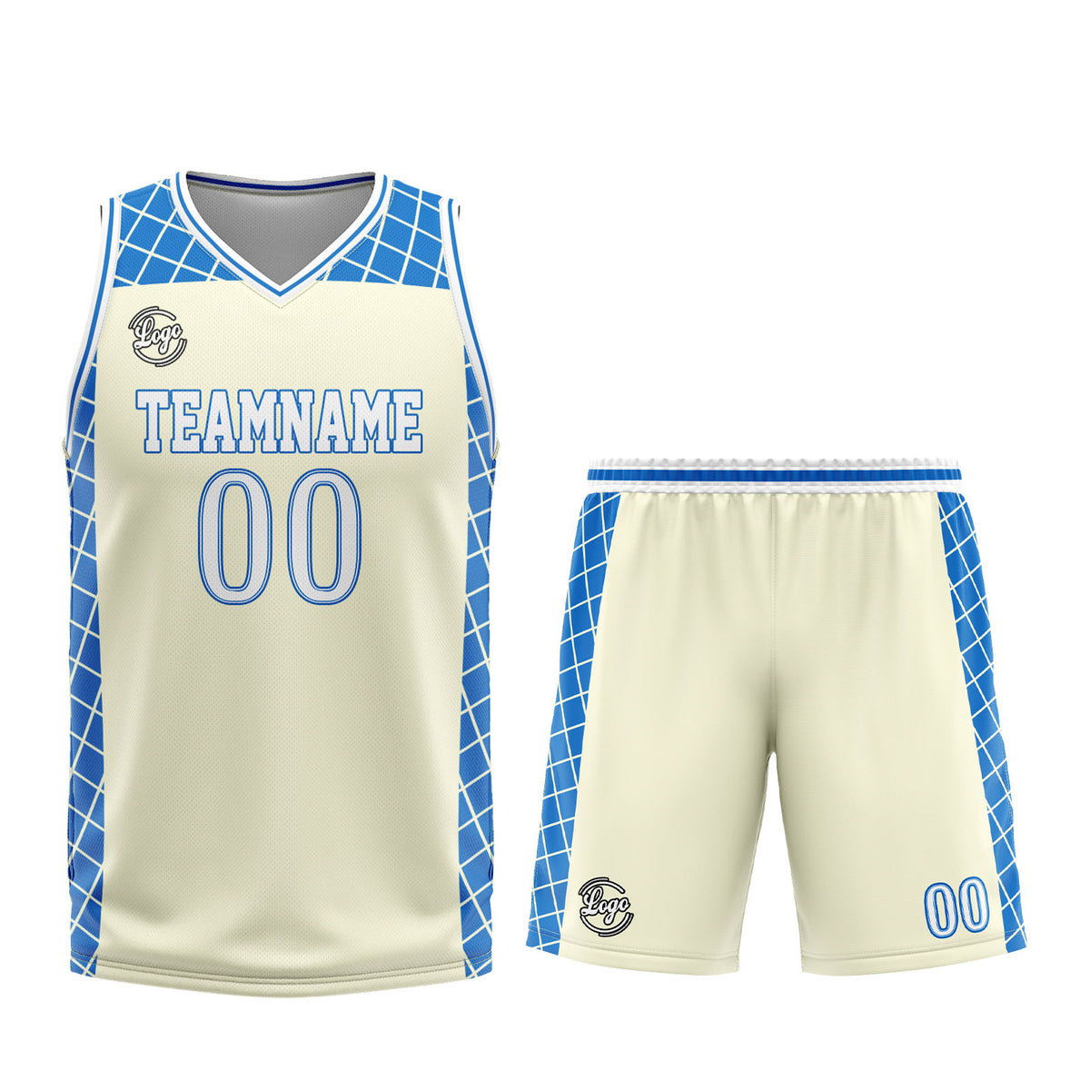 Custom Cream Blue Basketball Jersey Uniform Suit Printed Your Logo Name Number