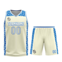 Custom Cream Blue Basketball Jersey Uniform Suit Printed Your Logo Name Number