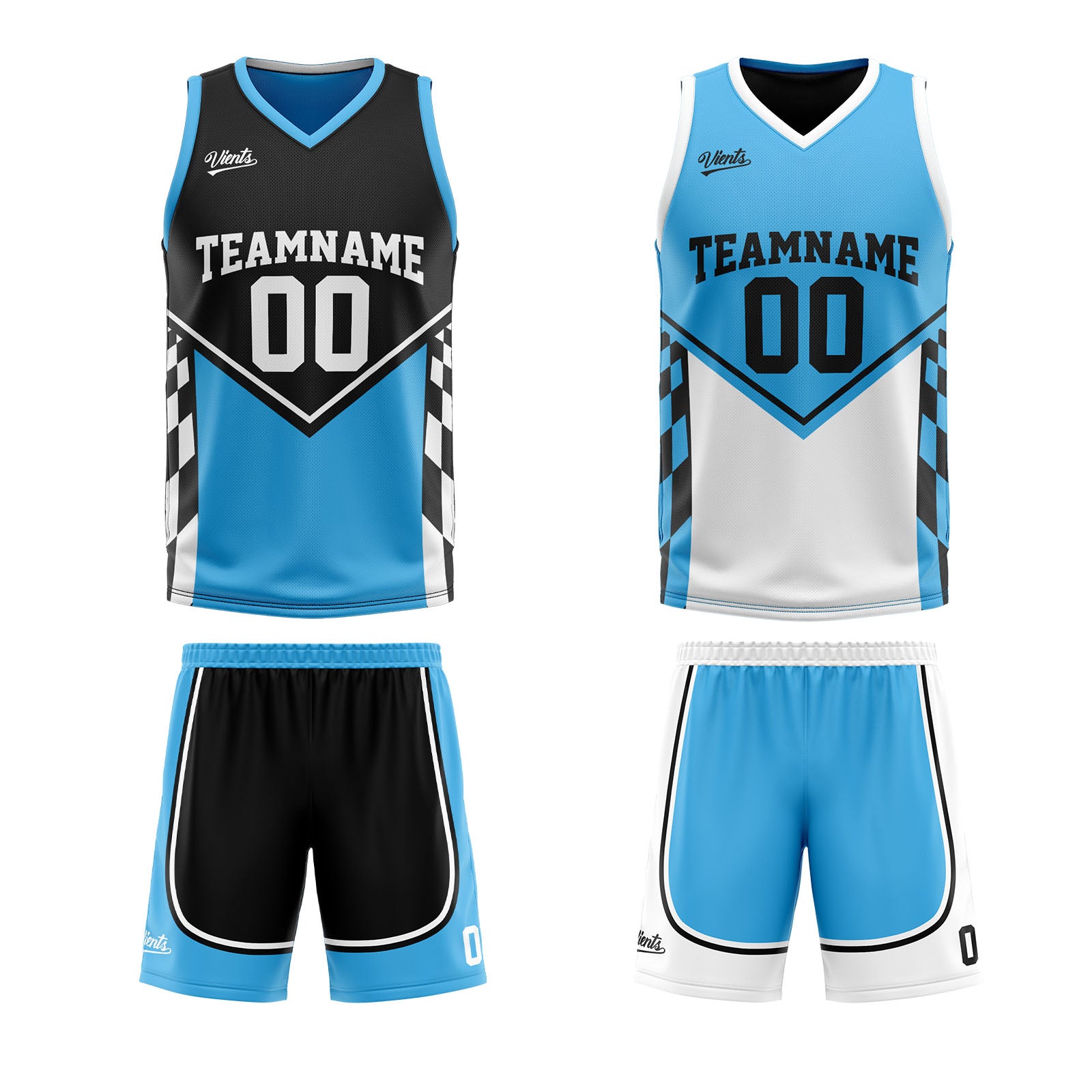 Custom Black Blue Reversible Basketball Suit for Adults and Kids Personalized Jersey