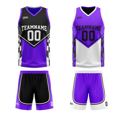 Custom Black Purple Reversible Basketball Suit for Adults and Kids Personalized Jersey