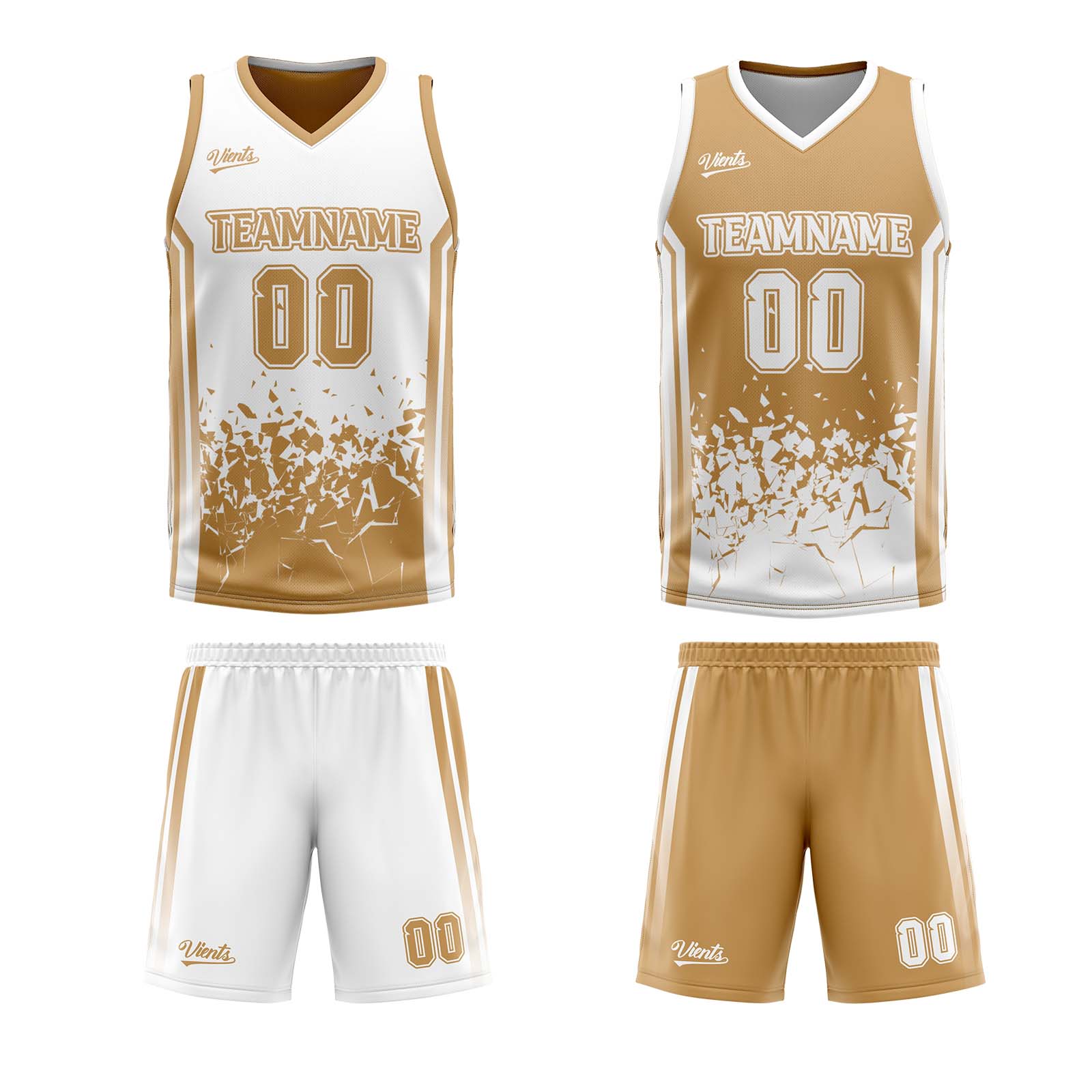 Custom Brown White Reversible Basketball Suit for Adults and Kids Personalized Jersey