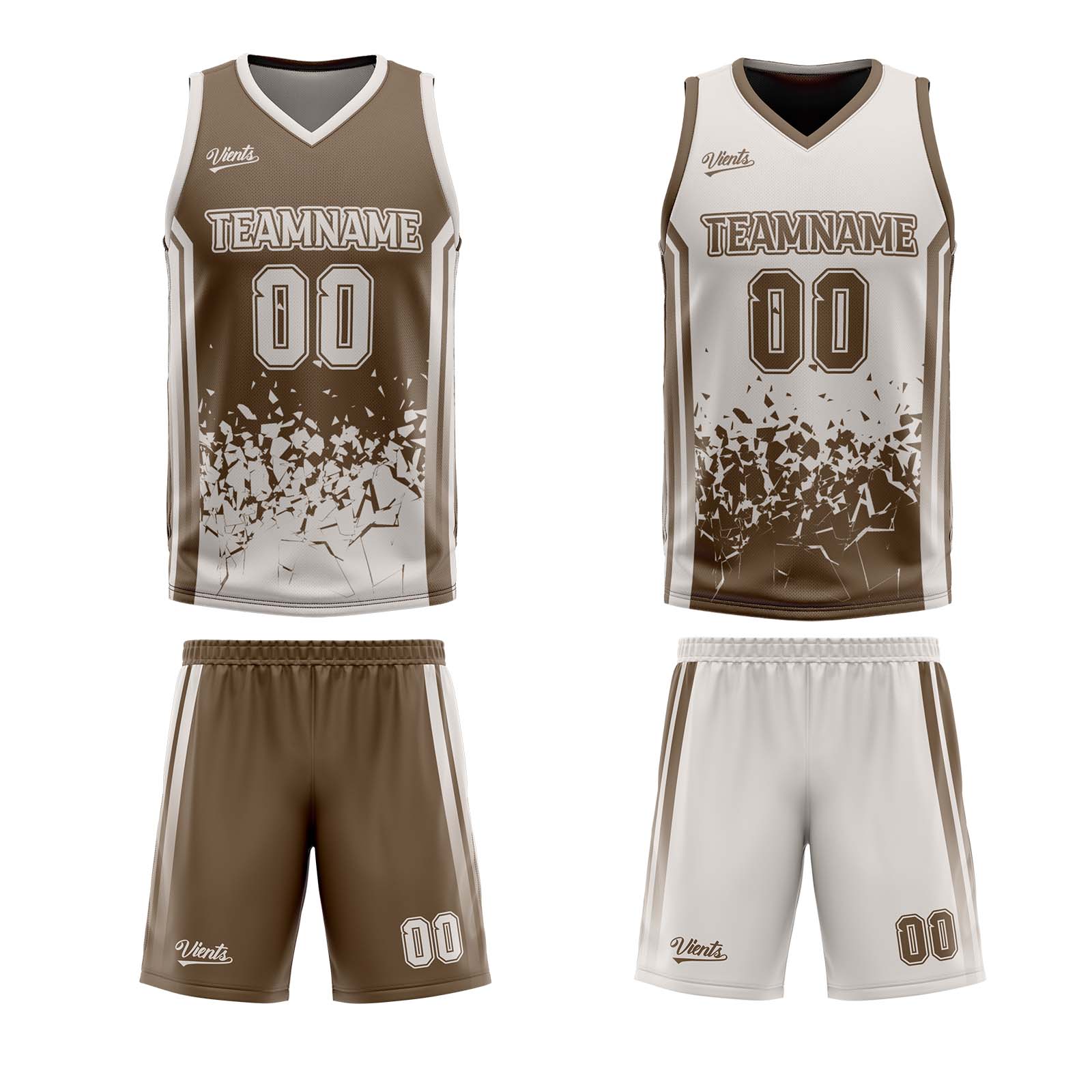 Custom Dull Brown Grey Reversible Basketball Suit for Adults and Kids Personalized Jersey
