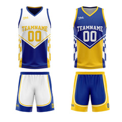 Custom Blue Yellow Reversible Basketball Suit for Adults and Kids Personalized Jersey