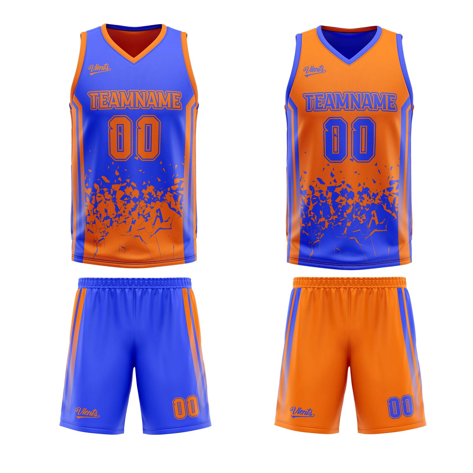 Custom Blue Orange Reversible Basketball Suit for Adults and Kids Personalized Jersey