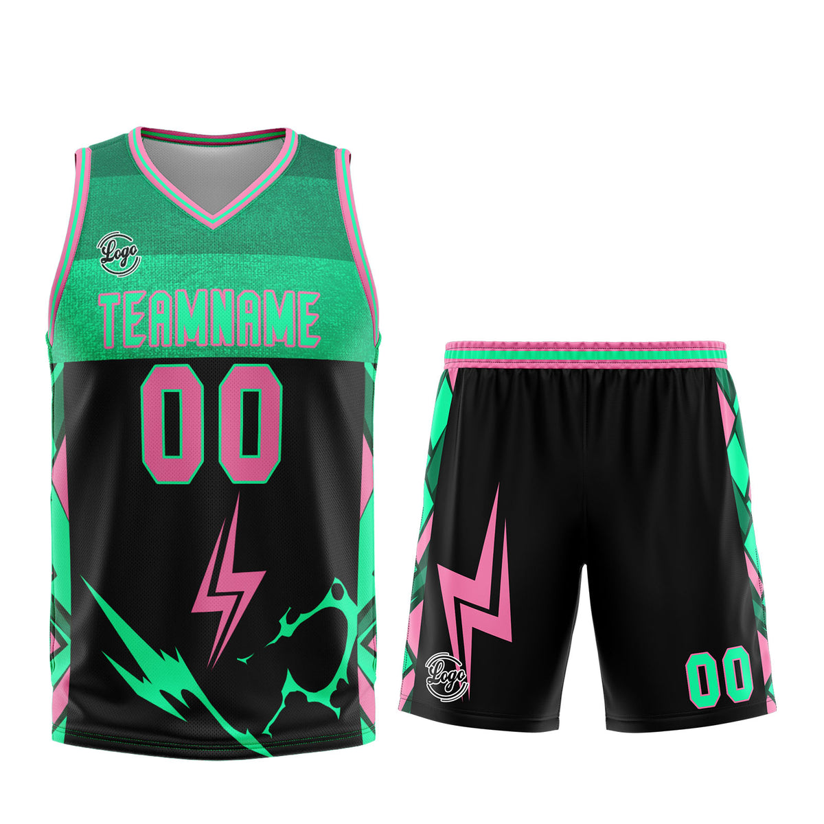 Custom Black Green Pink Basketball Jersey Uniform Suit Printed Your Logo Name Number