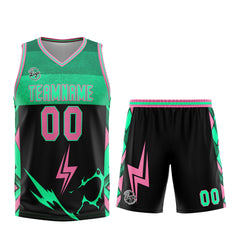 Custom Black Green Pink Basketball Jersey Uniform Suit Printed Your Logo Name Number