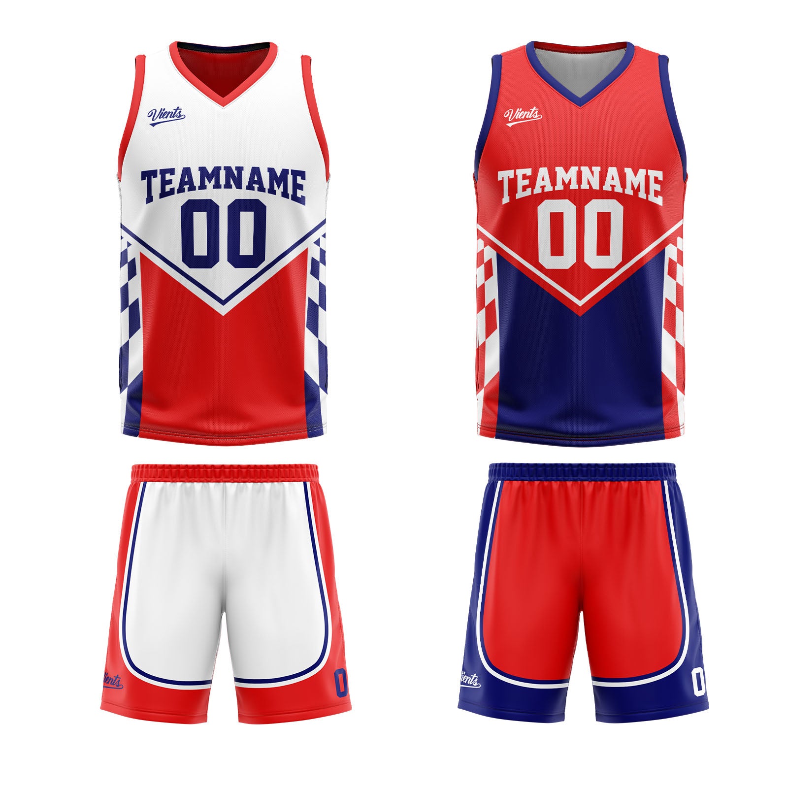 Custom Blue Red Reversible Basketball Suit for Adults and Kids Personalized Jersey