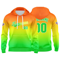Custom Gradient Sweatshirt Hoodie For Man Woman Girl Boy Print Your Logo Name Number Orange Yellow Green