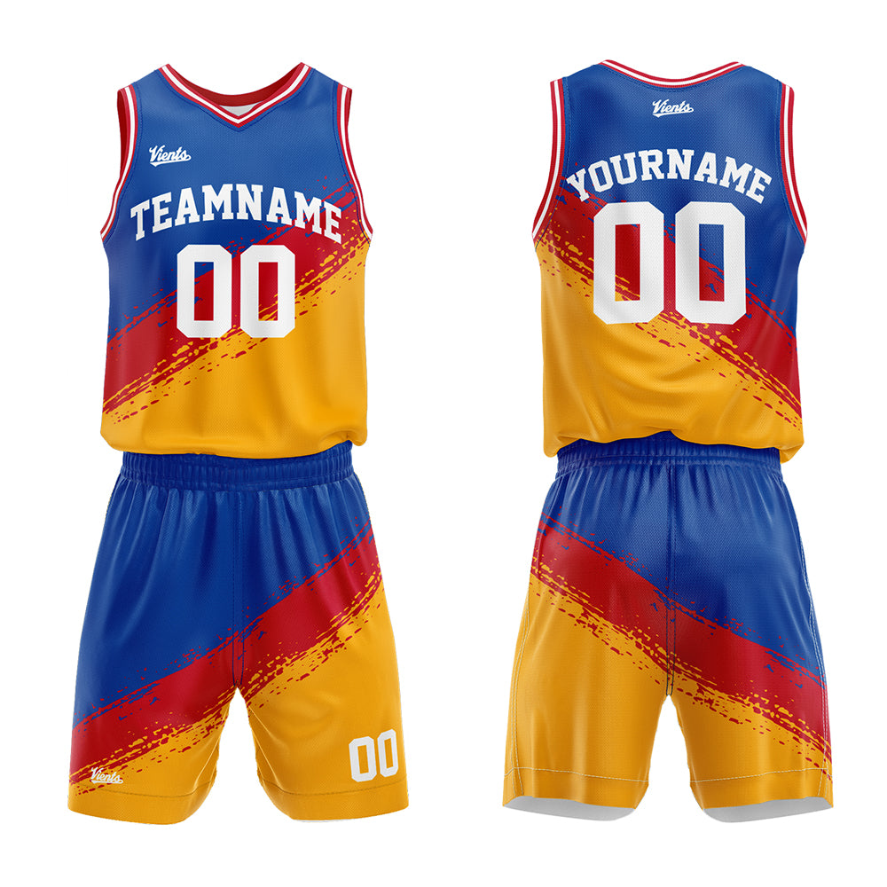 Custom Royal Red Yellow Basketball Jersey Uniform Suit Printed Your Logo Name Number