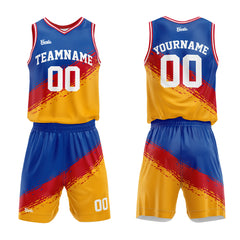 Custom Royal Red Yellow Basketball Jersey Uniform Suit Printed Your Logo Name Number