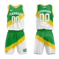 Custom Green Yellow White Basketball Jersey Uniform Suit Printed Your Logo Name Number