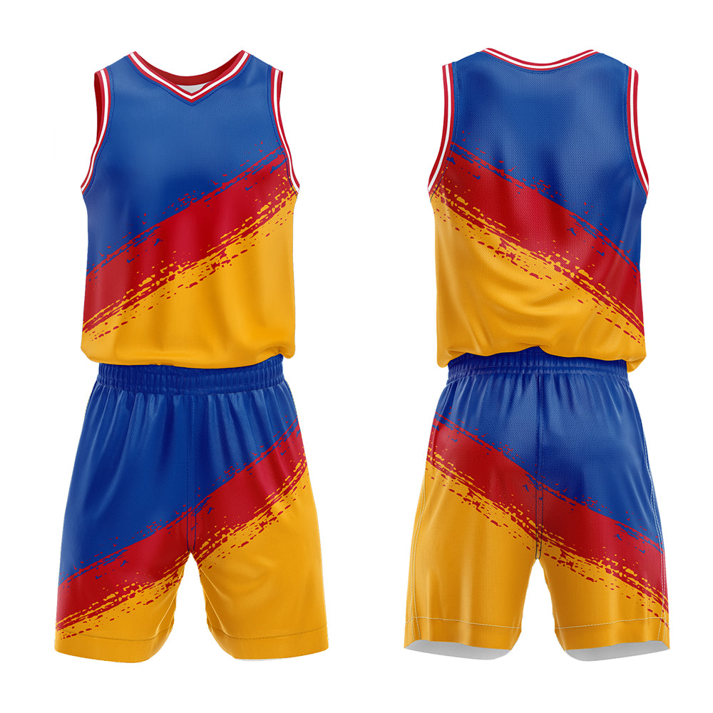 Custom Royal Red Yellow Basketball Jersey Uniform Suit Printed Your Logo Name Number