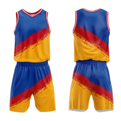 Custom Royal Red Yellow Basketball Jersey Uniform Suit Printed Your Logo Name Number