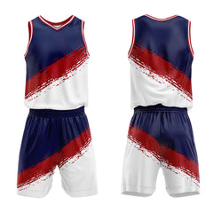 Custom Navy Red White Basketball Jersey Uniform Suit Printed Your Logo Name Number