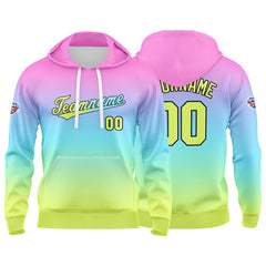 Custom Gradient Sweatshirt Hoodie For Man Woman Girl Boy Print Your Logo Name Number Pink  Blue  Yellow