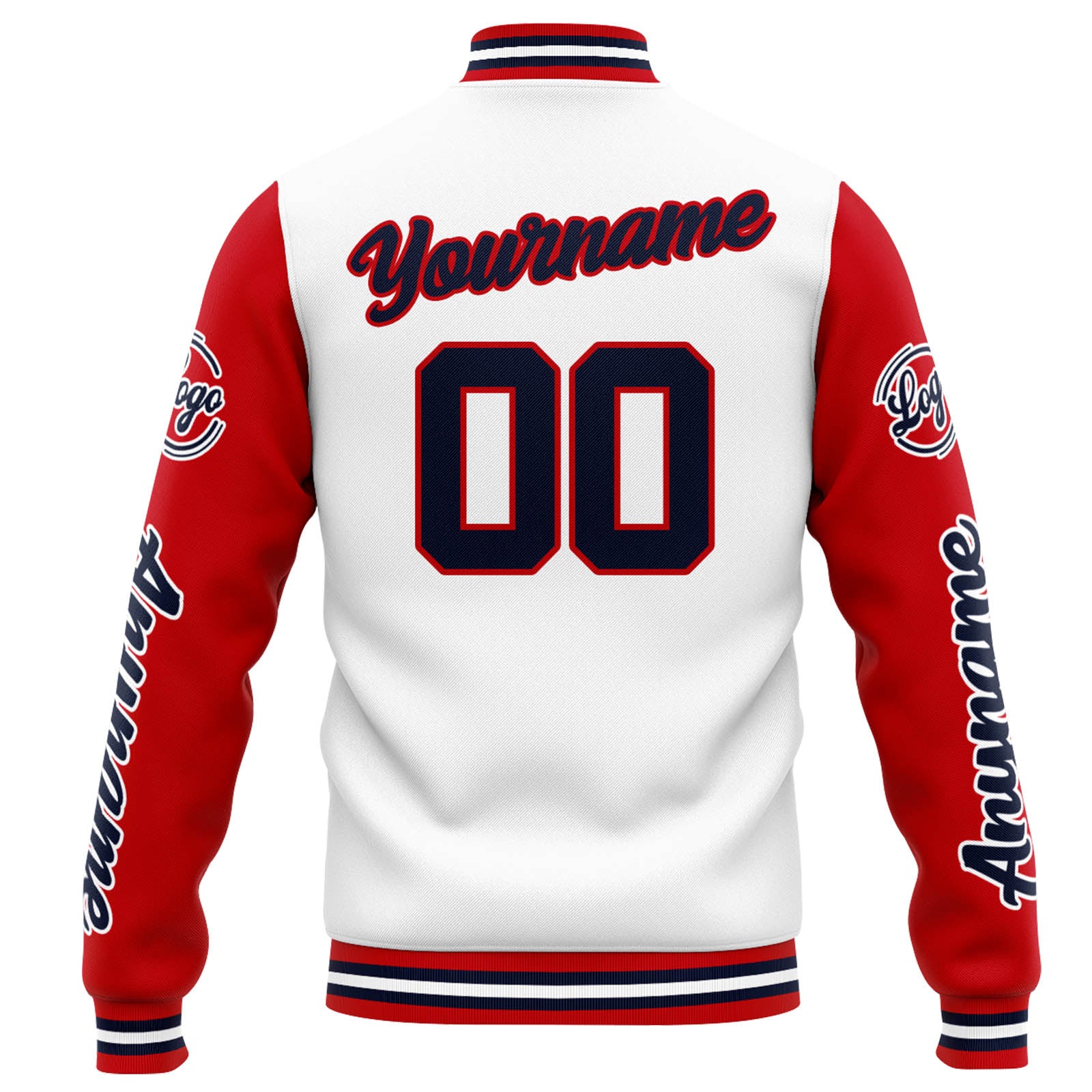 Custom Varsity Jacket Letterman jacket for Men, Women and Youth White White Red Navy