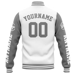 Custom Varsity Jacket Letterman jacket for Men, Women and Youth White Grey