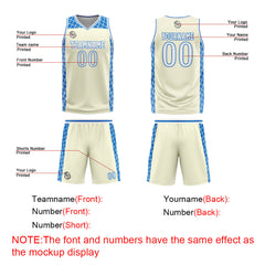 Custom Cream Blue Basketball Jersey Uniform Suit Printed Your Logo Name Number