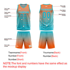 Custom Orange Cyan Basketball Jersey Uniform Suit Printed Your Logo Name Number
