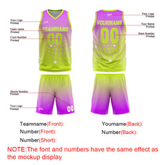 Custom Light Purple Green Basketball Jersey Uniform Suit Printed Your Logo Name Number