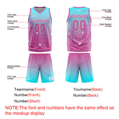 Custom Light Blue Pink Basketball Jersey Uniform Suit Printed Your Logo Name Number