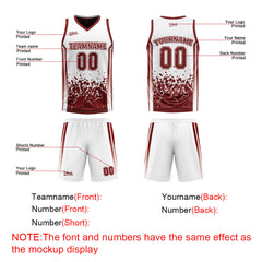 Custom Burgundy White Reversible Basketball Suit for Adults and Kids Personalized Jersey