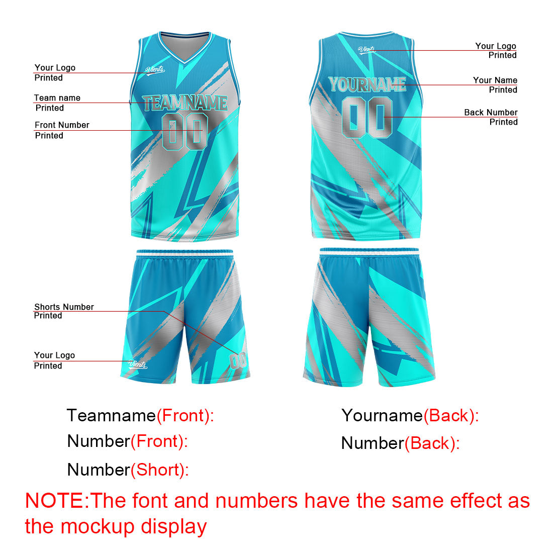 Custom Cyan Grey Basketball Jersey Uniform Suit Printed Your Logo Name Number